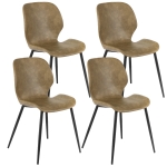 E-STYLO Sedia da pranzo in soft touch sabbia e gambe in metallo nero, 55cm X 45cm H. 83cm.