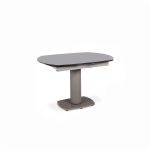 E-STYLO Tavolo allungabile con top grigio in vetro temperato e base in metallo grigio, 90cm X 120/180cm H.76cm