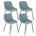 E-STYLO Set di 4 sedie da pranzo in tessuto acquamarina e gambe in metallo nero, 57cm X 46cm H.80cm