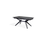 E-STYLO Tavolo allungabile con top grigio vintage in ceramica e gambe in metallo nero opaco 90cm X 160/240cm H.76cm