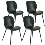 E-STYLO Sedia da pranzo in soft touch verde scuro e gambe in metallo nero, 55cm X 45cm H. 83cm.