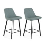 E-STYLO Sgabello da cucina in tessuto acquamarina con gambe nere, imbottito con poggiapiedi, 50cm X 44cm H. 94cm.