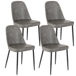 E-STYLO Sedia da pranzo in soft touch grigio chiaro e gambe in metallo nero, 52cm X 45cm H. 85cm.