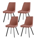 E-STYLO Set di 4 sedie da pranzo in microfibra ruggine con gambe e struttura in metallo nero, 48cm X 60cm H.87cm