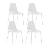 E-STYLO Sedia in polipropilene bianco e gambe in metallo bianco, 49cm X 48.5cm H. 88cm.