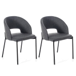 E-STYLO Set di 2 sedie in tessuto grigio scuro con gambe in metallo antracite, imbottita, 52cm X 55.5cm H.78.5cm
