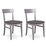 E-STYLO Sedia in legno laccato grigio scuro con seduta rivestita in similpelle, imbottita, 44cm X 45cm H. 82cm.