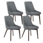 E-STYLO Sedia da pranzo in tessuto grigio scuro con gambe e struttura in massello di noce, 62cm X 49.5cm H. 87cm.