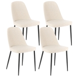 E-STYLO Sedia da pranzo in tessuto beige e gambe in metallo nero, imbottita, 55cm X 46cm H. 85cm.