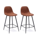 E-STYLO Sgabello in similpelle marrone con gambe in metallo antracite, imbottito, 50cm X 43cm H. 93cm.
