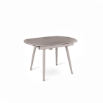 E-STYLO Tavolo allungabile con top tortora in vetro temperato e gambe in metallo tortora, 90cm X 120/180cm H.76cm