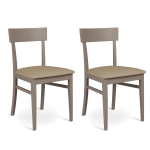 E-STYLO Sedia in legno laccato tortora con seduta rivestita in similpelle, imbottita, 44cm X 45cm H. 82cm.