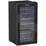 HOMCOM Kleiner Weinkühlschrank, Mini-Kühlschrank für 28 Flaschen, 74 Liter Kapazität, Glastür, LED-Beleuchtung, Touch-Screen