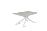 E-STYLO Tavolo allungabile con top cemento bianco in melaminico e base in metallo bianco, 90cm X 140/190cm H.76cm