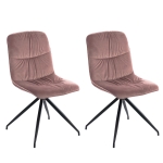 E-STYLO Set di 2 sedie in tessuto rosa antico con gambe in metallo nero, imbottita, 43cm X 38cm H.86.5cm