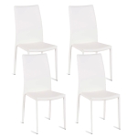 E-STYLO Sedia in similcuoio bianco e gambe rivestite in similcuoio bianco, impilabile, 42cm X 41cm H. 95cm.