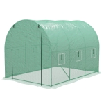 Outsunny Garten-Gewächshaus Tunnel 6 m² mit integriertem Bewässerungssystem, 3L x 2B m 6 Fenster Aufrollbare Tür Grün