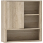 HOMCOM Armário de Casa de Banho de Parede com Prateleiras Ajustáveis Porta Deslizante e Compartimentos  60x20x62 cm Madeira