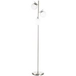HOMCOM 3-Light Tree Floor Lamps for Living Room, Modern Standing Lamp for Bedroom with Globe Lampshade, Steel Base, Bulb not Included, Silver Tone