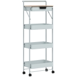 HOMCOM Carrinho Auxiliar com Rodas de 4 Níveis Carrinho de Cozinha com 1 Gaveta e 3 Cestos Carrinho Organizador 45x29,5x117,5 cm Verde