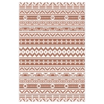 Outsunny Tapis d'extérieur réversible 1,8 x 2,7 m, tapis de sol au motif mur géométrique en PP sac de transport rouge et blanc