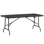 Outsunny Folding Garden Dining Table for 6, Rectangular Outdoor Dining Table with HDPE Tabletop, Foldable Garden Table with Steel Frame for Balcony, Porch, Charcoal Grey