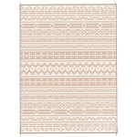 Outsunny Tapis d'extérieur réversible 3,7 x 2,7 m, tapis de sol motif mur géométrique en PP sac de transport kaki et beige clair