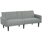 HOMCOM Three-Seater Sofa Bed, with Cupholders - Light Grey