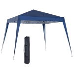 Outsunny Carpa Plegable 2,4x2,4m Cenador de Jardín Impermeable Diseño Pop Up de Acero y Cubierta de Tela Oxford Gazebo para Exterior Azul