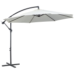 Outsunny Sombrilla de Jardín 295 cm Parasol Excéntrico Inclinable con Manivela Base Cruzada y Soporte de Acero Crema