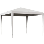 Outsunny Carpa Desmontable de Jardín 3x3 m Gazebo Cenador para Exteriores con 4 Orificios de Drenaje y Tubo de Acero Blanco