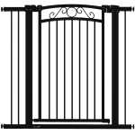 PawHut Barreira de Segurança para Cães Extensível 76-104 cm Barreira para Animais de Estimação com 2 Extensões Duplo Bloqueio Preto