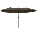 Outsunny Sombrilla Doble para Jardín 460x270x240 cm Parasol Anti UV con Manivela para Exterior Patio Terraza Piscina Color Gris