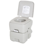 HOMCOM Inodoro Portátil Químico Baño Móvil WC 20L con Extraíble Tanque de Aguas Residuales y Tanque de Agua para Camping Viaje Ancianos Caravana Barco con Cisterna Carga 147 kg 41,5x36,5x42 cm HDPE