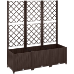 Outsunny Floreira com Treliça de PP com Drenagem e Amplo Espaço para Plantas Trepadoras Vaso com Suporte para Jardim 120x40x135 cm Marrom