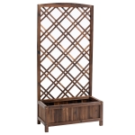 Outsunny Jardinera con Celosía de Madera para Trepadoras Cultivos Plantas en Terraza Jardín Balcón 60x30x122,5 cm Marrón