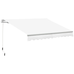 Outsunny Toldo Manual Retráctil 350x250 cm Toldo para Balcón con Manivela de Metal Impermeable y Anti-UV Toldo Enrollable de Exterior para Jardín Terraza Ventanas Blanco