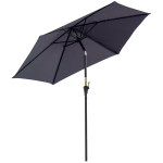 Outsunny Sombrilla para Jardín de Aluminio Ø260x235 cm Parasol de Jardín Reclinable con Manivela y 6 Varillas de Metal para Terraza Exterior Balcón Gris
