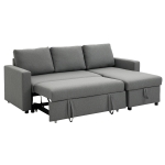 HOMCOM Divano Letto 3 Posti e Penisola con Contenitore, Rivestimento Tessuto Effetto Lino, 211.5x146x85 cm