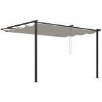 Outsunny Pérgola de Pared para Exterior con Techo Retráctil para Patio Terraza Jardín 390x290x220 cm Crema