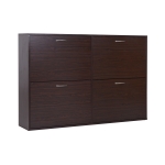 HOMCOM Pantofar Economisire Spațiu pentru 24 de Perechi, cu Rafturi Reglabile și 4 Sertare, din Lemn, 120x24x81cm, Maro
