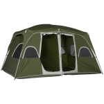Outsunny Tienda de Campaña para 4-8 Personas con 2 Dormitorios 2 Bolsillos y Ventanas con Malla Impermeable 400x275x210 cm Verde