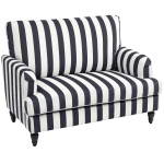 HOMCOM Modern Cuddle Chair, Velvet Single Sofa Armchair with Stripe, Turned Legs and Wide Seat, Upholstered Snuggle Chair for Living Room, Bedroom, Black and White