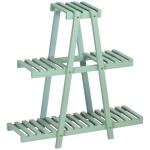 Outsunny Soporte de Madera para Plantas de 3 Niveles Estantería Decorativa para Interiores Exteriores 76x26x76 cm Verde