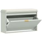 HOMCOM Elegant Eight Shoe Bench, with Top Seat - Green