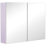 HOMCOM Armário Casa de Banho com Espelho com 2 Portas 3 Prateleiras Internas Estilo Moderno 80x15x60 cm Roxo Claro