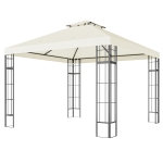 Outsunny 3 x 3 m Garten-Pavillon, 2-Stufen-Dach-Design, UV30+ Schutz, UV-beständig, Sonnenschutz, Metallrahmen, Cremeweiß