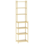 HOMCOM Raft Mobil pentru Baie cu 7 Polițe, Depozitare și Organizare, Dulap din Bambus, 44x33x180 cm, Culoare Lemn