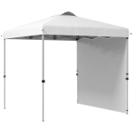 Outsunny Tenda Dobrável 247x247x268 cm  Tenda de Jardim com 1 Parede Lateral Altura Ajustável para Campismo Festas Branco