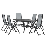 Outsunny Set de Grădină 7 Piese cu Masă de Luat Masa cu Orificiu pentru Umbrelă și 6 Scaune Pliabile, Gri